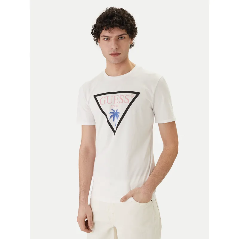 Guess T-Shirt F6GI09 J1314 Λευκό Slim Fit