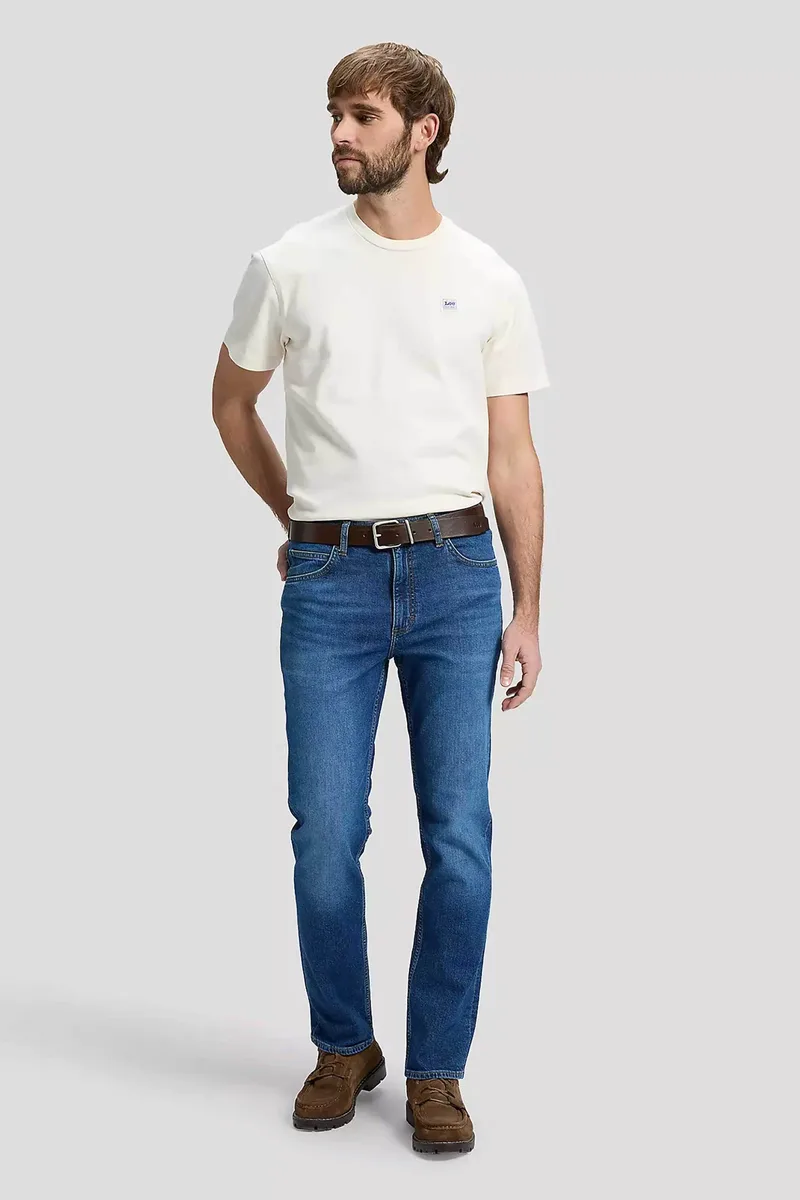 Lee® ανδρικό τζιν παντελόνι πεντάτσεπο Slim Straight Fit "Rider" - 112376408 Denim Blue