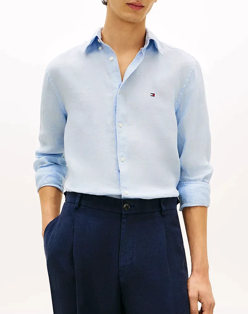 TOMMY HILFIGER PIGMENT DYED LI SOLID RF SHIRT MW0MW41530-C1O LightBlue