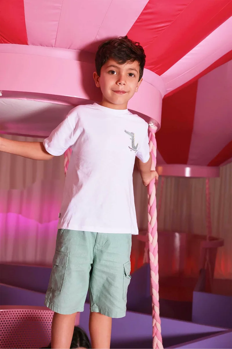 Boboli παιδικό Τ-shirt με skateboard print - 813002 Λευκό