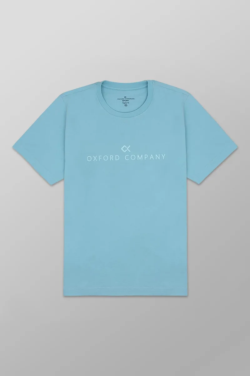 Oxford Company ανδρικό T-shirt μονόχρωμο με κεντημένο λογότυπο Regular Fit - K501-MZ20.10 Βεραμάν