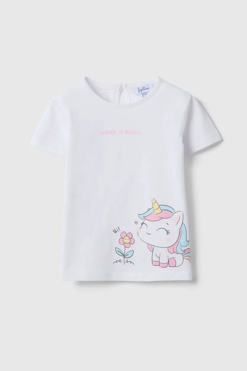 OVS βρεφικό T-shirt με print μονόκερος Regular Fit - 002649712 Λευκό