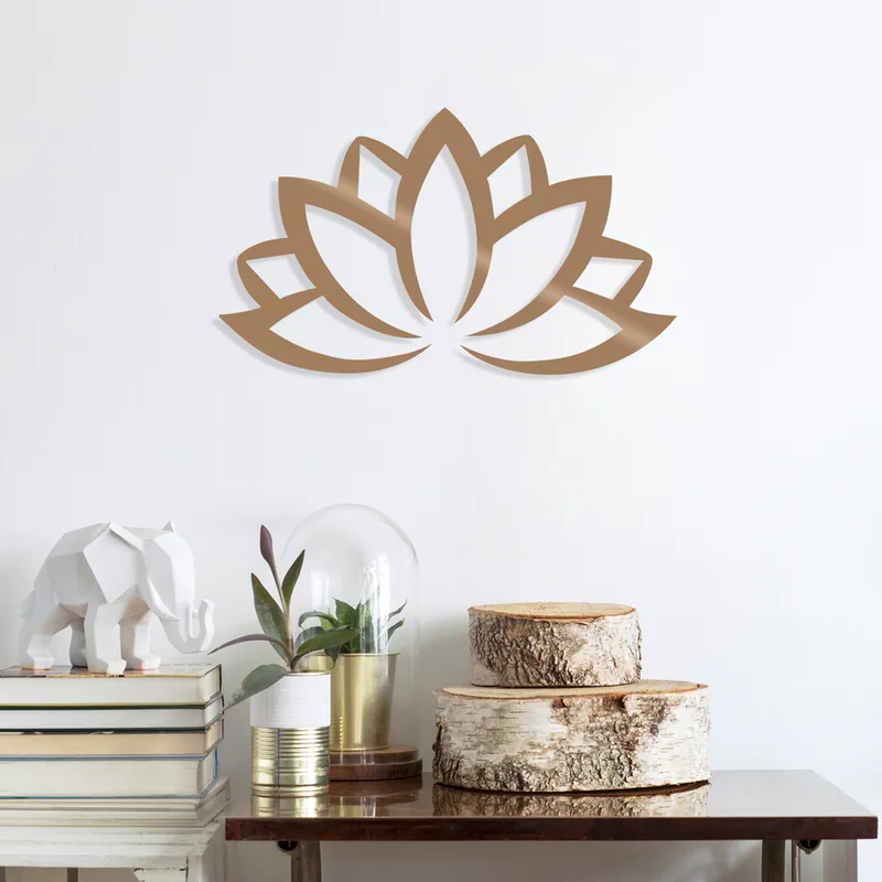 Μεταλλικό Διακοσμητικό Τοίχου Lotus Flower 2 - Copper 891Tnl1626 60x35 cm