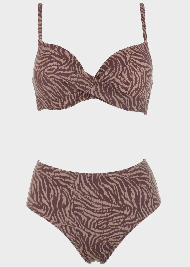 Γυναικείο set μπικίνι push up animal print.Καλύπτει B-C Cup COPPER