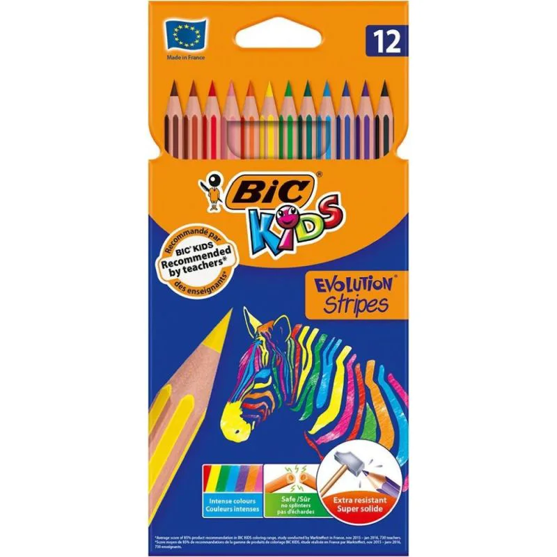 Ξυλομπογιές σετ 12 τμχ. Bic Kids Evolution Stripes