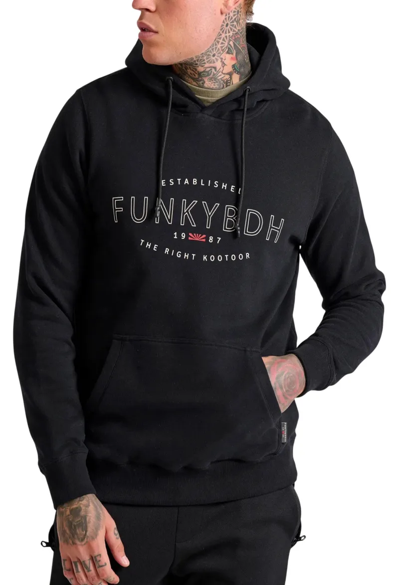 Μπλούζα Μακρυμάνικη Funky Buddha Με Κουκούλα & Τύπωμα Στο Στήθος FBM010-009-06-BLACK Ανδρικό
