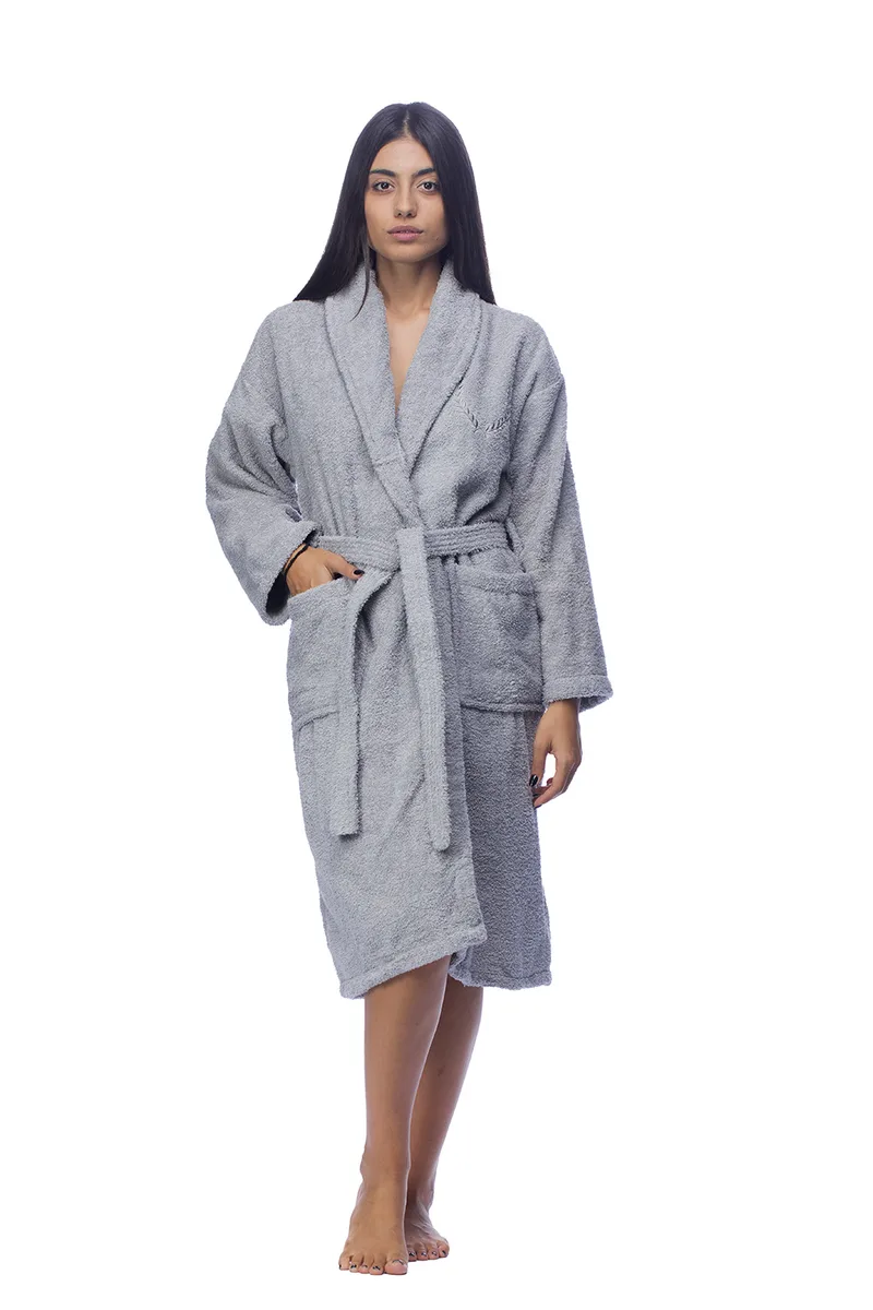 Μπουρνούζι βαμβακερό Unisex με γιακά και ζώνη-F2202