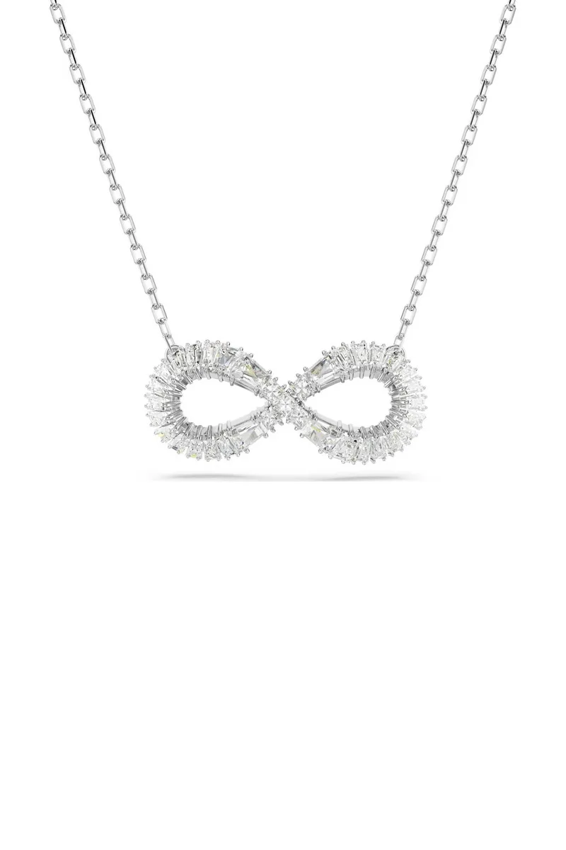 Swarovski γυναικείο μενταγιόν άπειρο, λευκό, επιμετάλλωση ροδίου "Hyperbola" - 5679434