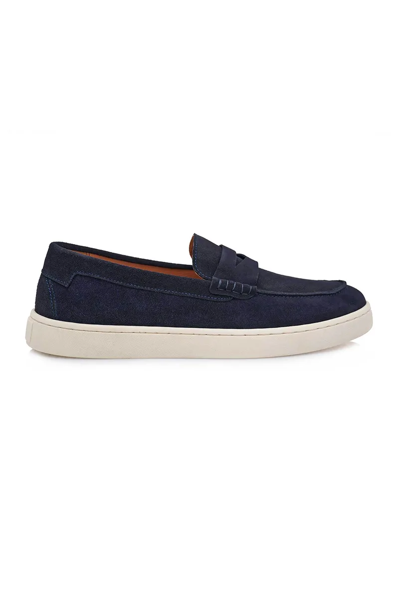Isaac Roma ανδρικά δερμάτινα loafers μονόχρωμα - W570080111I7 Μπλε Navy