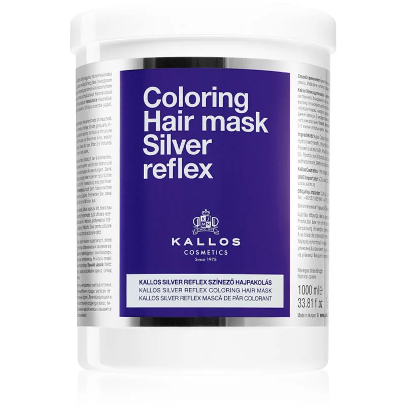 Kallos Coloring Hair Mask Silver Reflex μάσκα μαλλιών εξουδετέρωση κίτρινων αποχρώσεων 1000 ml