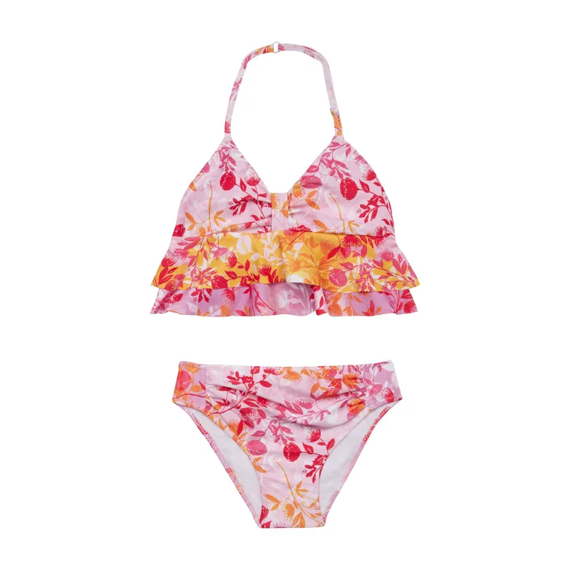 GIRL'S RUFFLED BIKINI SET BOTANICAL MIX