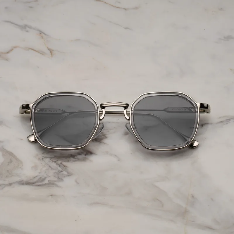 REX A9EP3 - REX - SILVER & CLEAR - GRADIENT GRAY Sunglasses | Silver & Clear | Gradient Gray Shades | Explicit Poets Sunglasses