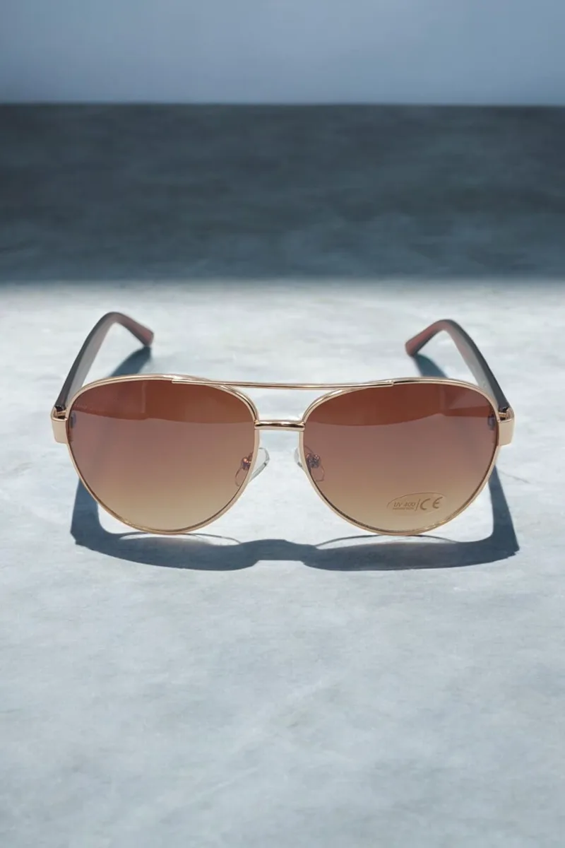 ΓΥΑΛΙΑ ΗΛΙΟΥ ΣΕ ΣΤΥΛ AVIATOR ΧΡΥΣΟ ΣΚΕΛΕΤΟ ΜΕ DEGRADE ΚΑΦΕ ΦΑΚΟ