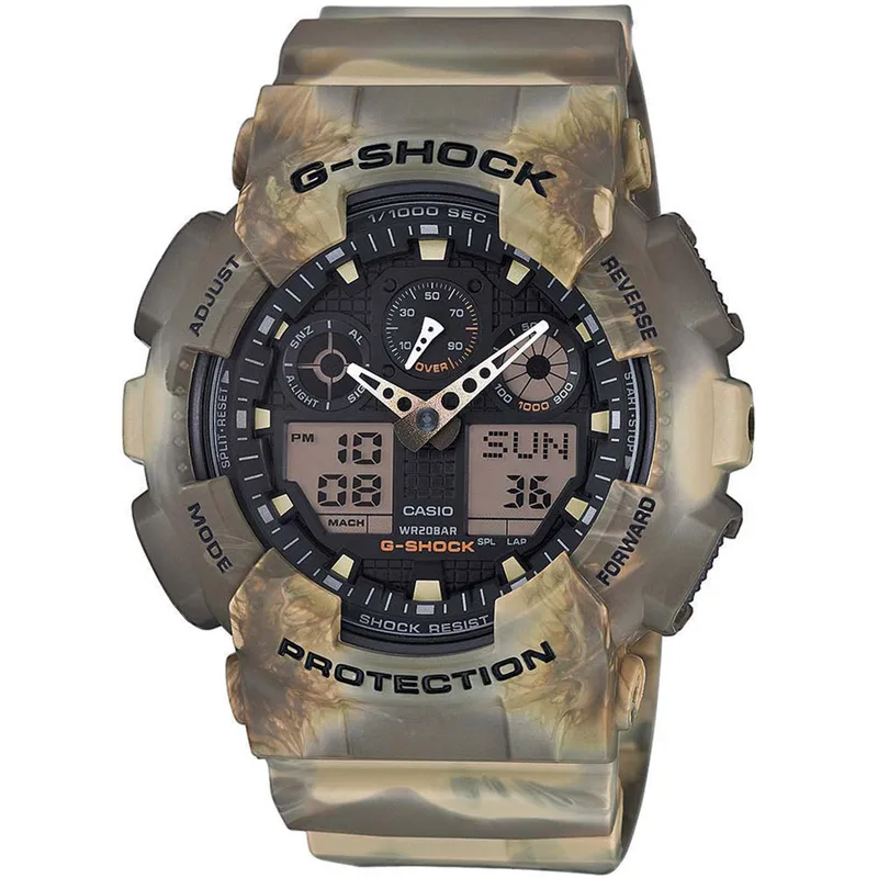 CASIO G-SHOCK Anadigi Camouflage Rubber Strap GA-100MM-5AER