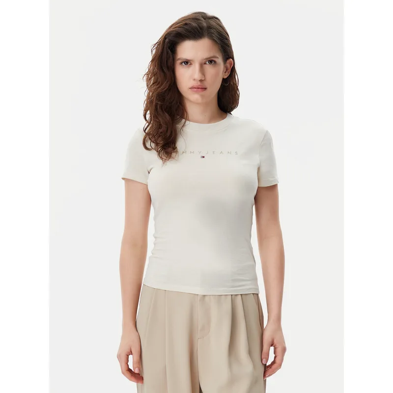 Tommy Jeans T-Shirt Tonal Linear DW0DW20315 Μπεζ Slim Fit