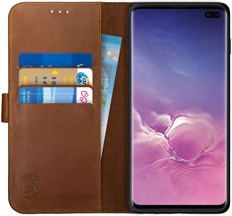 Κόκκινο Deluxe Δερμάτινη Θήκη Πορτοφόλι Samsung Galaxy S10 Plus - Brown (8719246180996)