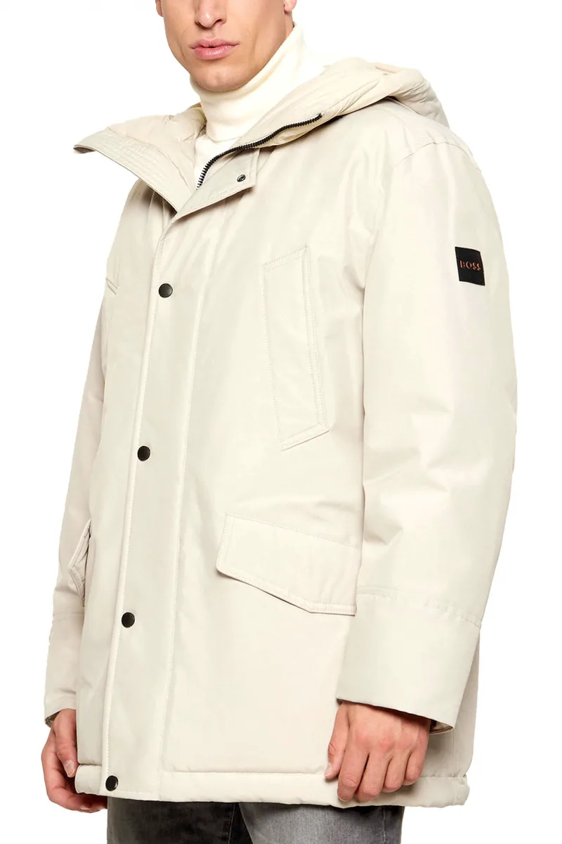 BOSS CASUAL ΜΠΟΥΦΑΝ JACKET ΚΟΥΚΟΥΛΑ OSIASS 1 ΕΚΡΟΥ