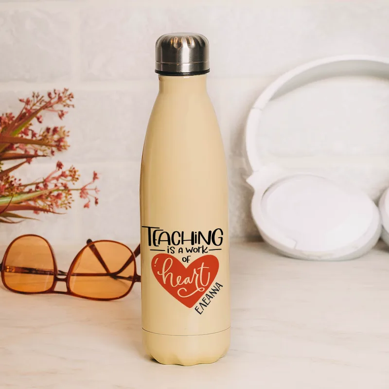 Teaching, Work of Heart - Μπουκάλι Θερμός 500ml - Κίτρινο