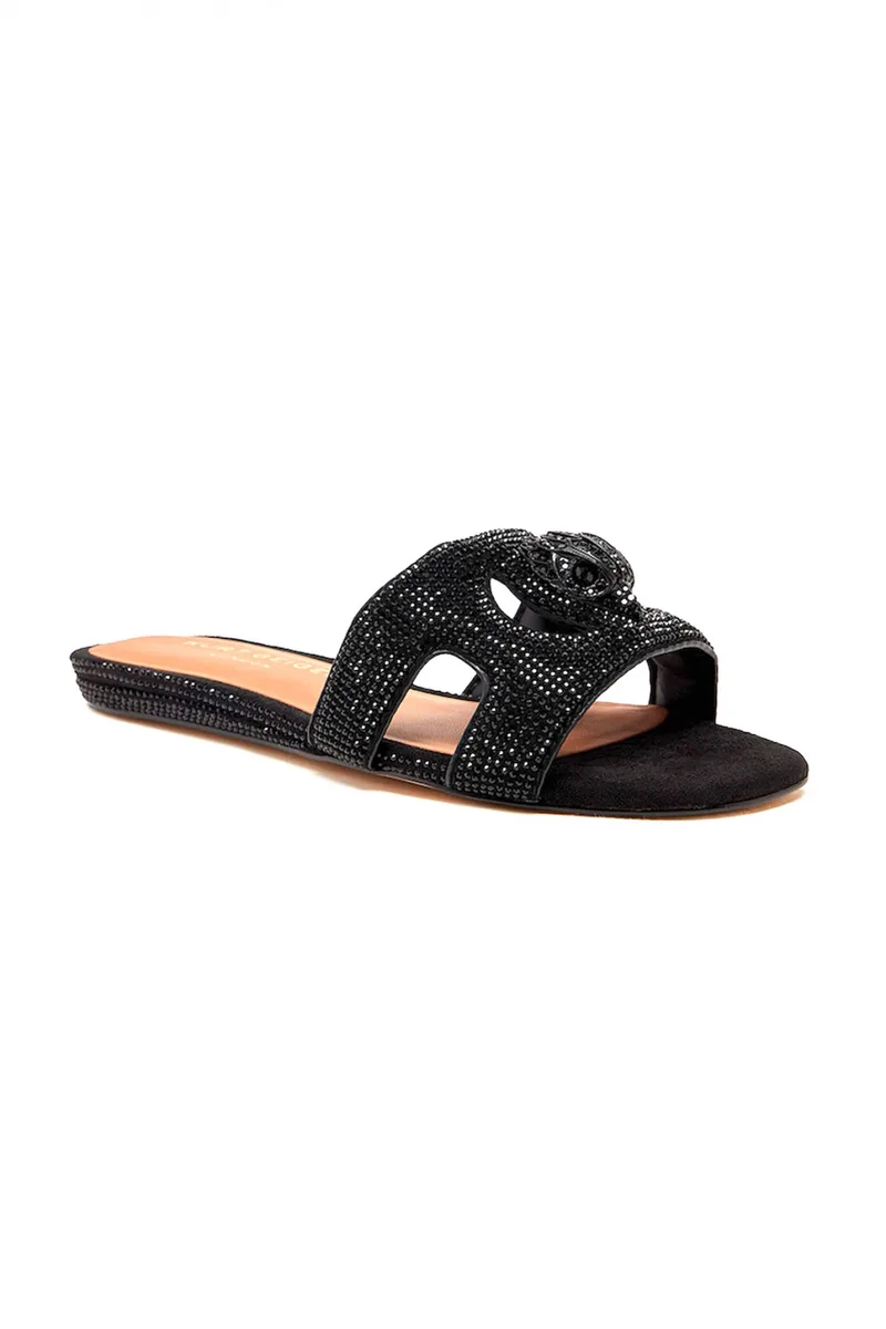 KURT GEIGER ΠΑΠΟΥΤΣΙΑ ΠΑΝΤΟΦΛΕΣ EAGLE CUT OUT FLAT SDL DR ΣΟΥΕΤ ΣΤΡΑΣ LOGO MΑΥΡΟ