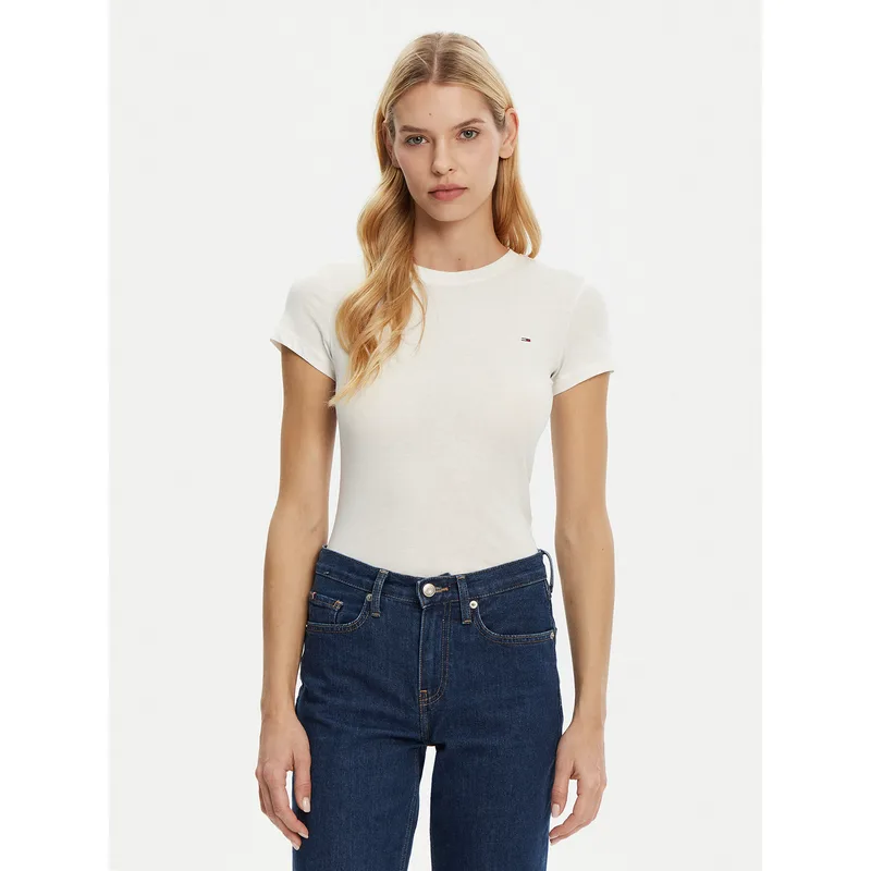 Tommy Jeans T-Shirt DW0DW20459 Λευκό Slim Fit