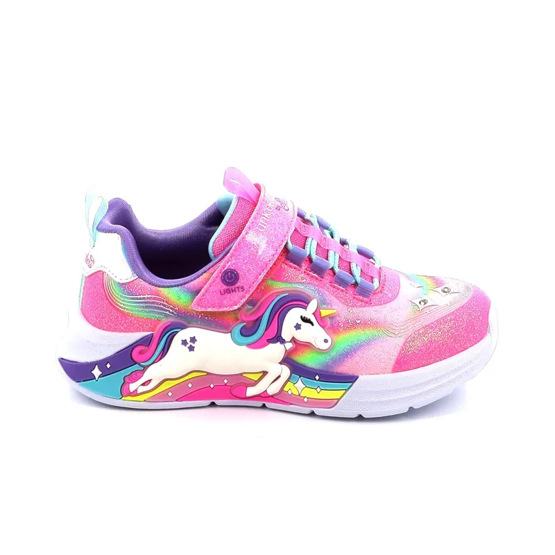 Παιδικό Αθλητικό Παπούτσι για Κορίτσι Skechers Unicorn Chaser με Φωτάκια On/Off Χρώματος Ροζ 302298L-PKMT