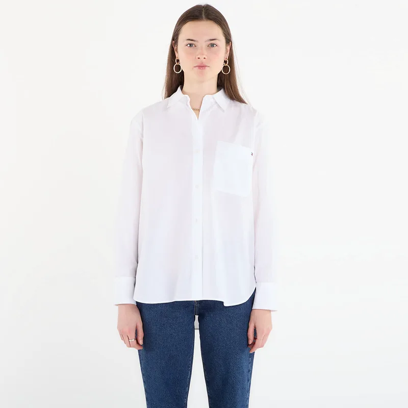 Πουκάμισο Tommy Hilfiger Ess Poplin Easy Fit Shirt Optic White XS