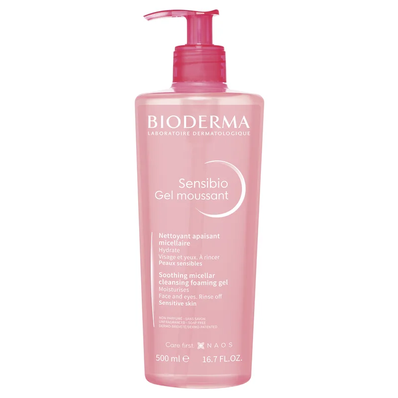 Bioderma Sensibio Gel Moussant Soothing Micellar Cleansing Foaming Gel Καθαρισμού & Ντεμακιγιάζ Προσώπου - Ματιών, Κατάλληλο για Ευαίσθητες Επιδερμίδες 500ml