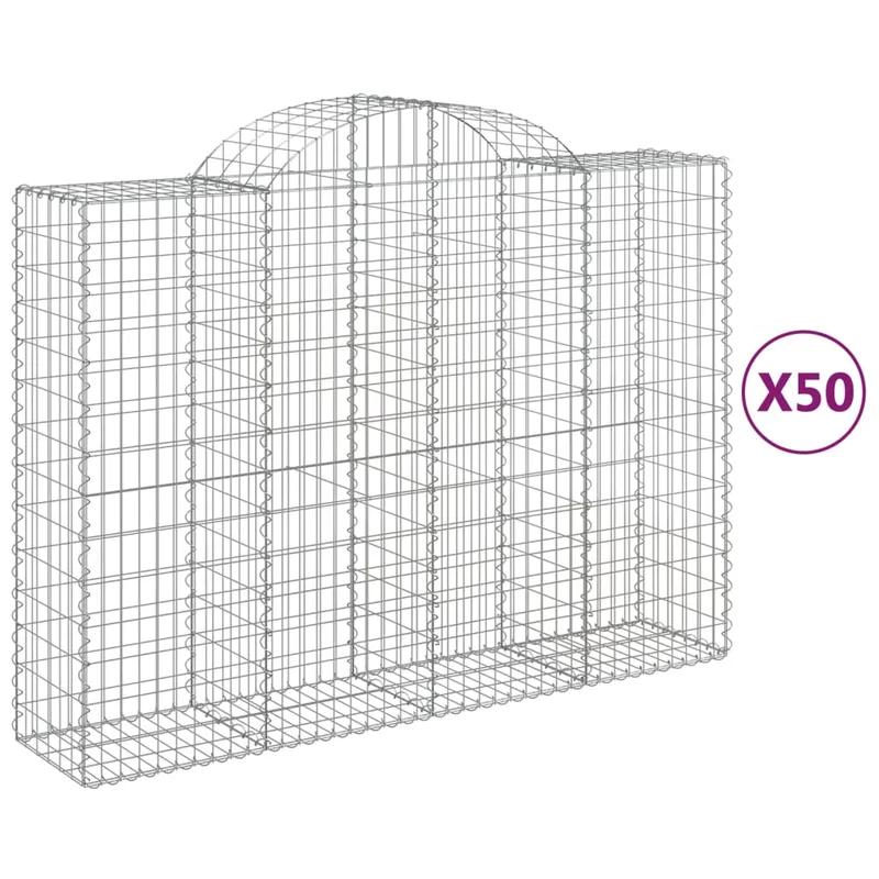 vidaXL Συρματοκιβώτια Τοξωτά 50 τεμ. 200x50x140/160 εκ. Γαλβαν. Ατσάλι