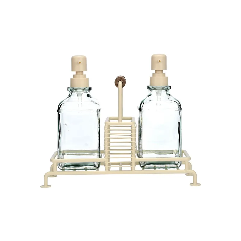 Estia Δοχεία Υγρού Πιάτων Allure 2X300Ml Με Μεταλλική Βάση & Θήκη Για Σφουγγάρι Ivory