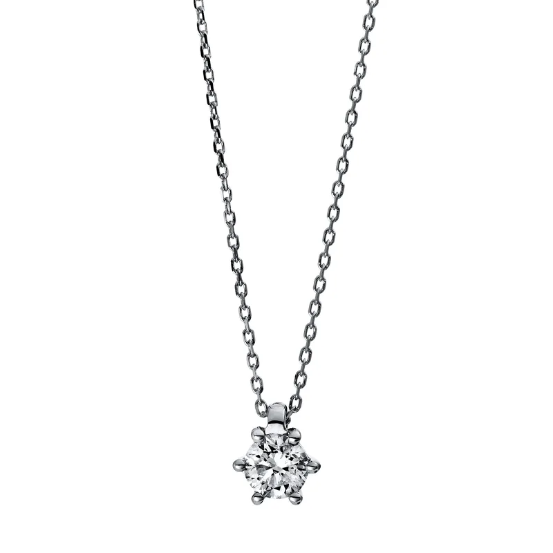 Diamond Group Κολιέ Mονόπετρο με Διαμάντι Brilliant από Λευκό Χρυσό 18 Καρατίων KL2017