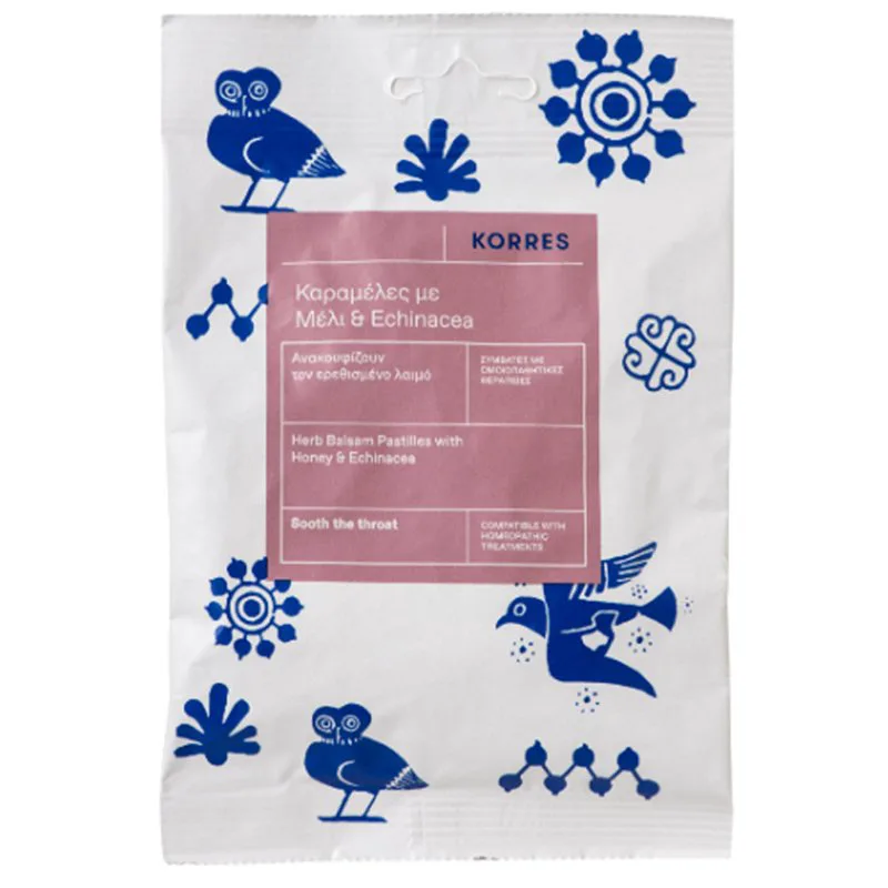 Korres Honey & Echinacea Extract Herb Balsam Pastilles Καραμέλες που Ανακουφίζουν τον Ερεθισμένο Λαιμό με Μέλι & Εχινάκεια 60g