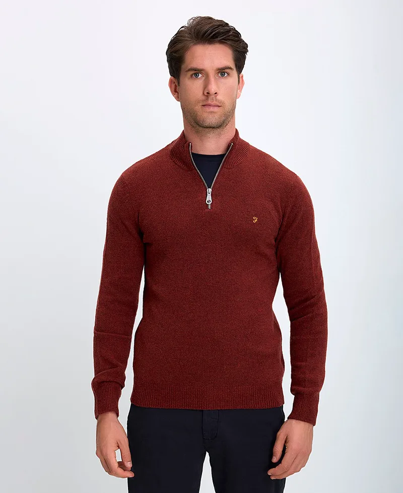 Farah Ανδρικό Πουλόβερ Ημίζιβάγκο με Φερμουάρ Regular Fit