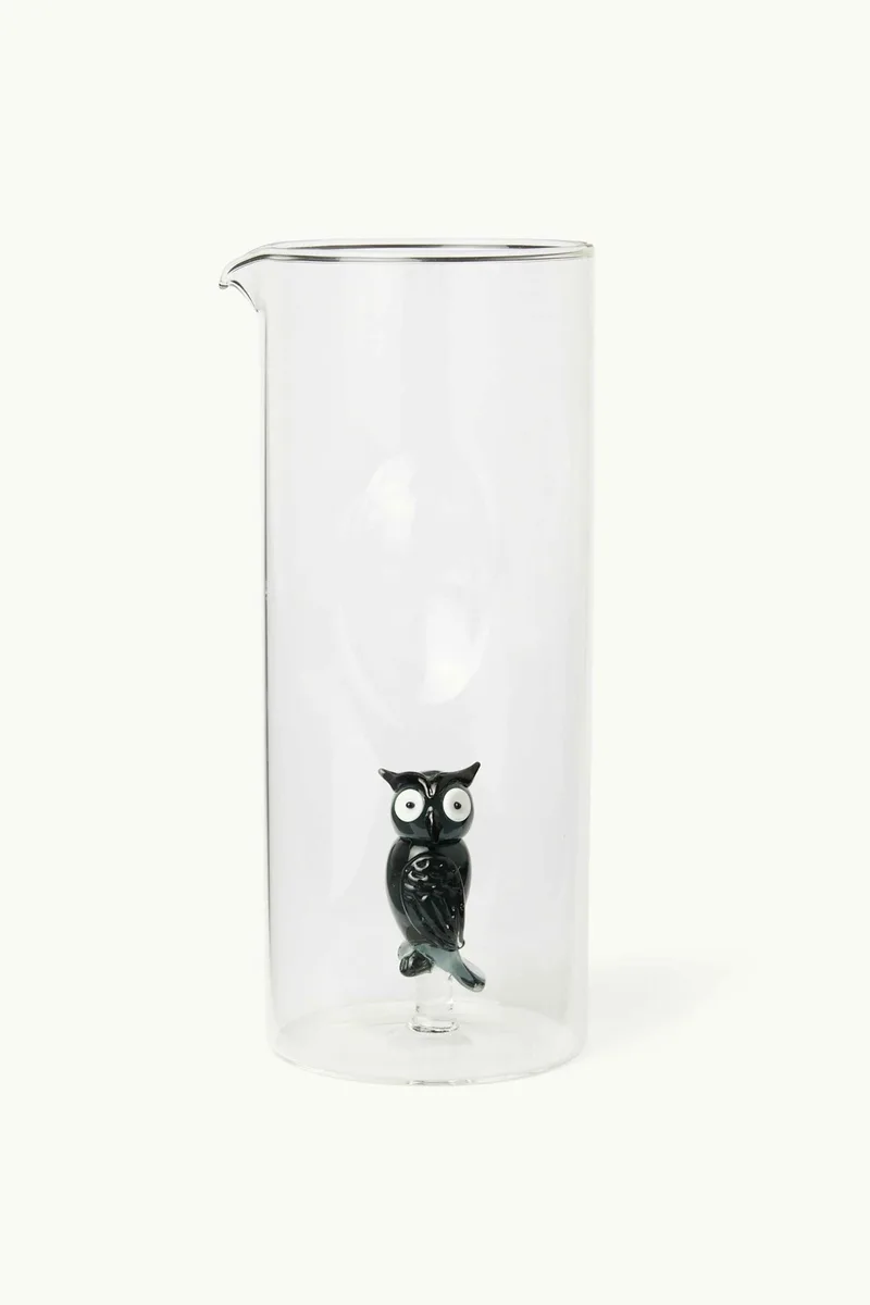 Coincasa γυάλινη κανάτα με σχέδιο κουκουβάγια 22 x 9 cm - 006813414 Διάφανο