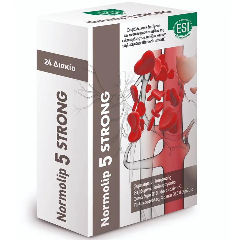 Esi Normolip 5 Strong Συμπλήρωμα Διατροφής για τη Διατήρηση των Φυσιολογικών Επιπέδων της Χοληστερίνης 24tabs