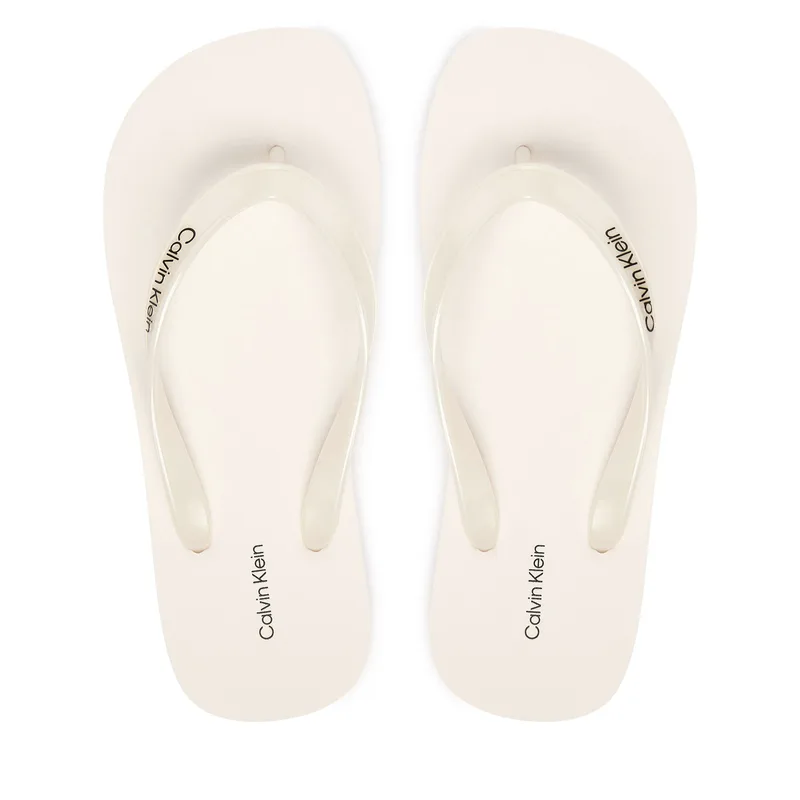 Σαγιονάρες Calvin Klein Arwa - Metallic Pearlised Flip Flops HW0HW02956 Λευκό