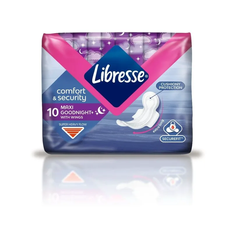 Libresse Goodnight Maxi Σερβιέτες Νύχτας με φτερά 10 τμχ