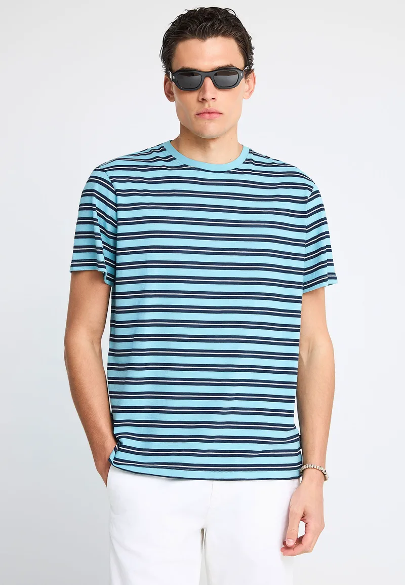 Ανδρικό ριγέ t-shirt από βαμβάκι