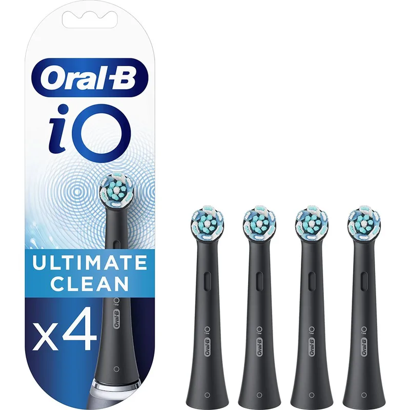 Oral-B iO Ultimate Clean Brush Heads Black Ανταλλακτικές Κεφαλές Βουρτσίσματος σε Μαύρο Χρώμα, για Επαγγελματικό Καθαρισμό 4 Τεμάχια