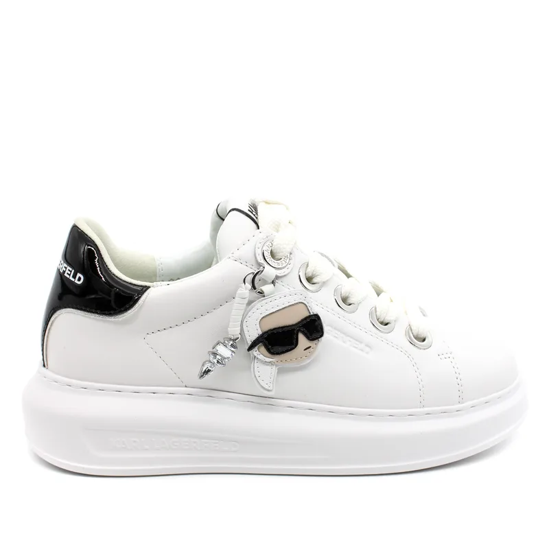 Γυναικεία Δερμάτινα Twin Pendant Sneakers Λευκά Karl Lagerfeld KL62576T-011 WHITE LTHR