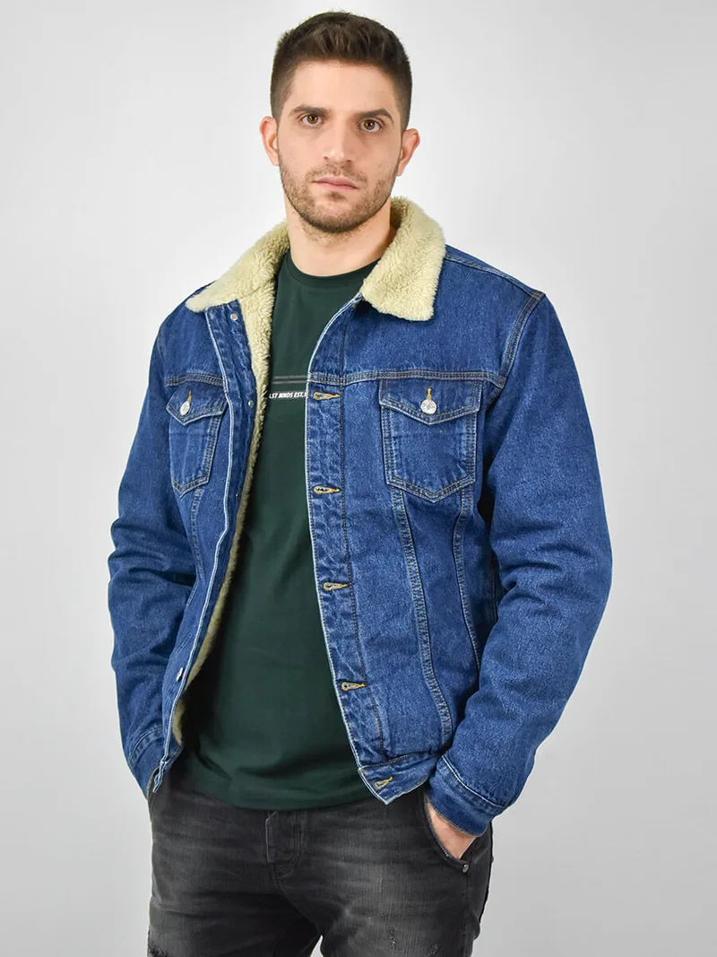 Urbane Fashion Τζιν Μπουφάν Με Επένδυση - Μπλε - 9108