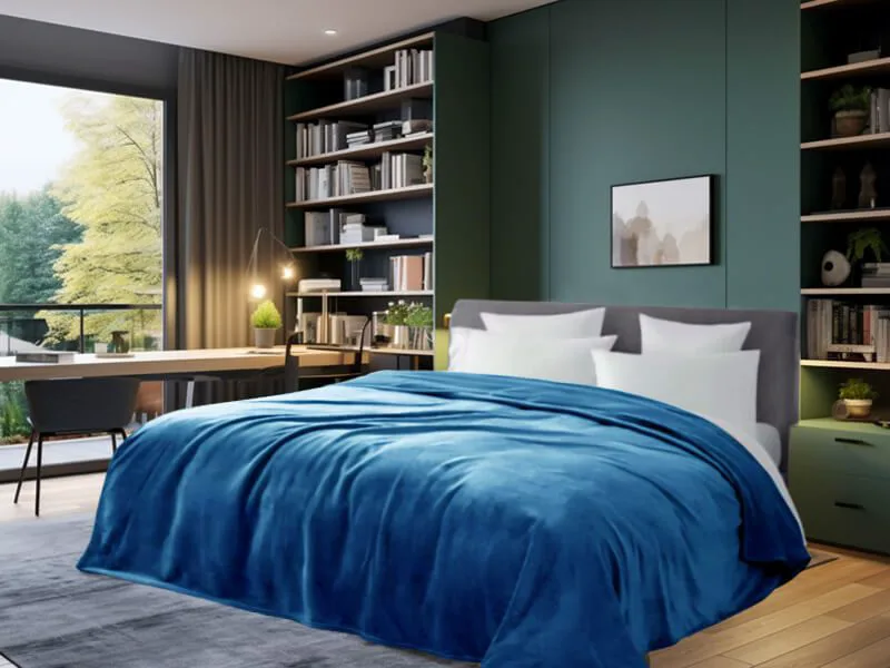 Κουβέρτα Βελουτέ Super Soft Γαρύφαλλο - Μπλε Royal, 160x220