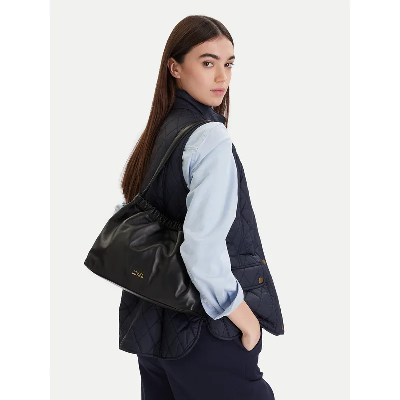 Τσάντα Tommy Hilfiger Soft Leather Shoulder Bag AW0AW18307 Μαύρο