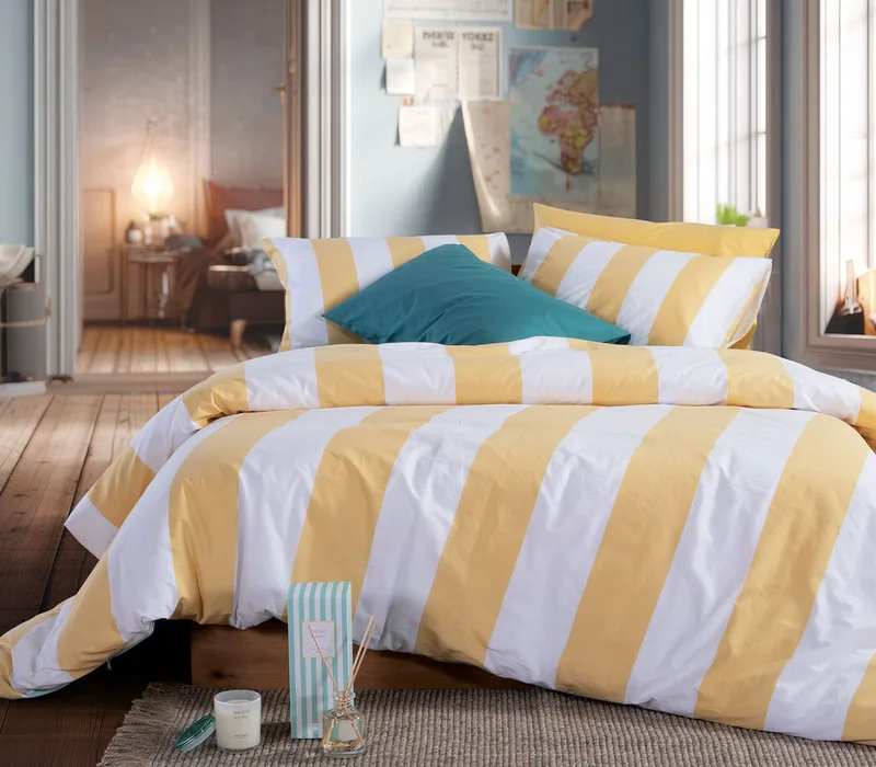 Σετ Σεντόνια Μονά με Λάστιχο 3 Τεμαχίων Nef-Nef Casual Vertia Yellow 100x200+35