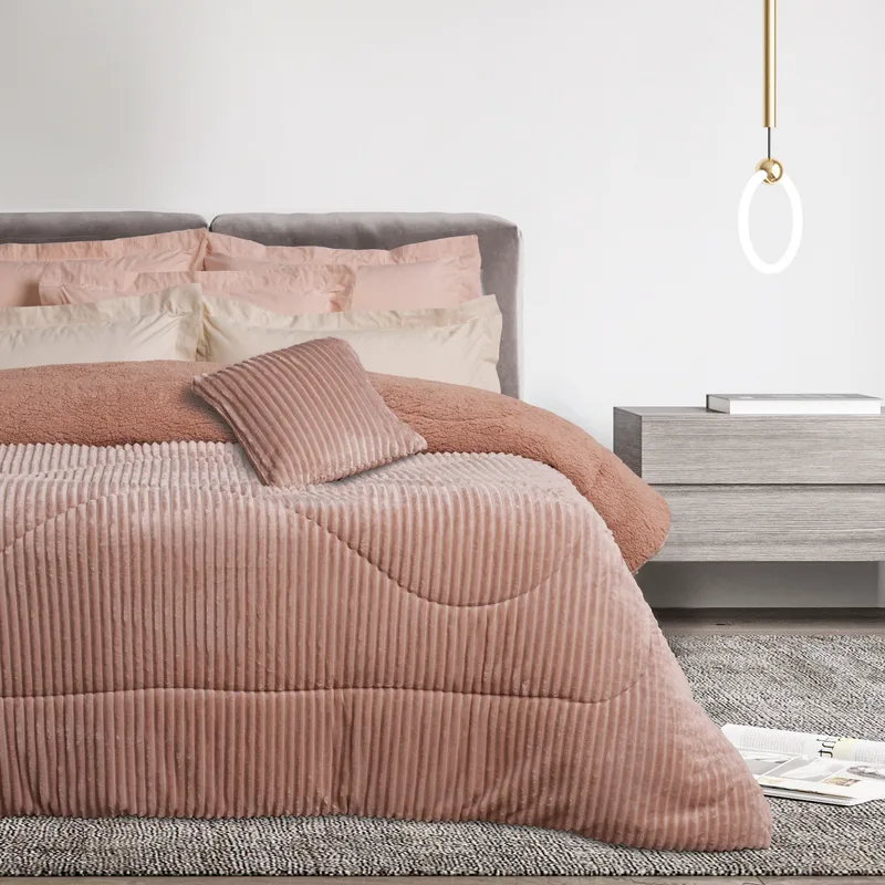 Κουβερτοπάπλωμα Μονό με Γούνα Sherpa Das Home 1363 Nude 160x220