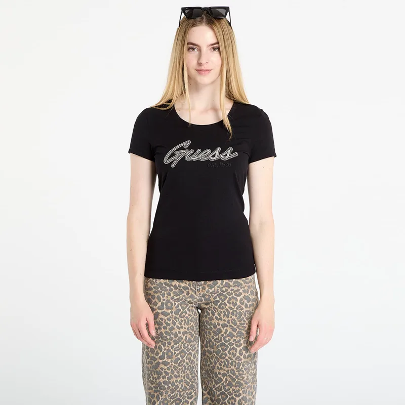 T-shirt GUESS Ss Logo Hot Fix Tee Black XS