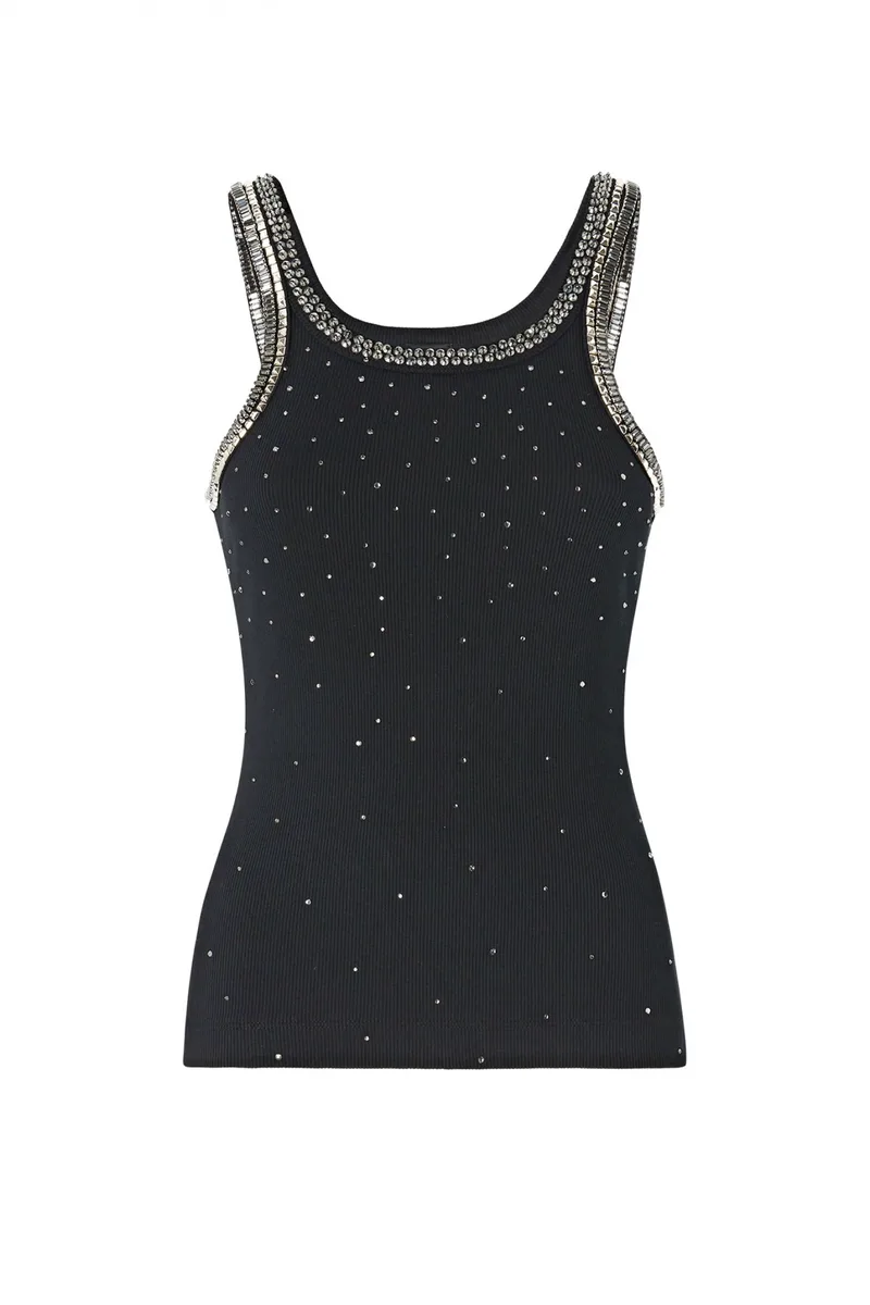 PINKO TANK TOP CORIANDOLI CANOTTA ΤΡΟΥΚΣ ΜΑΥΡΟ