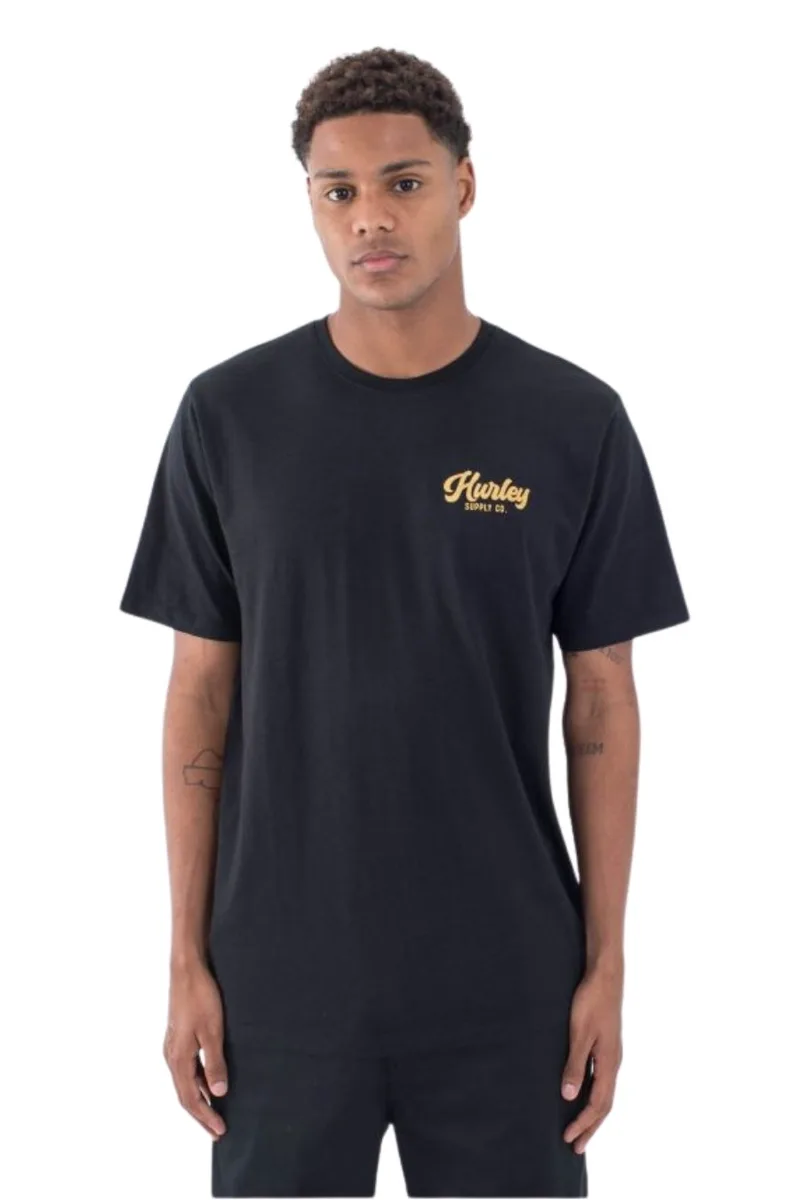 HURLEY Ανδρικό T-Shirt RACEWAY SLUB - ΜΑΥΡΟ-MMTS02369-BLACK