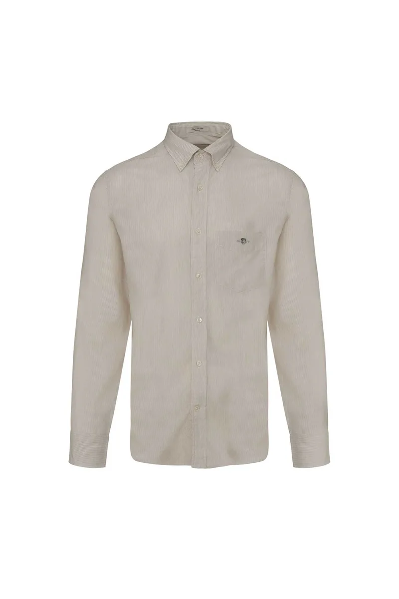 Gant ανδρικό πουκάμισο button down με ψιλό ριγέ σχέδιο και τσέπη με κεντημένο λογότυπο Regular Fit - 3000140 Μπεζ