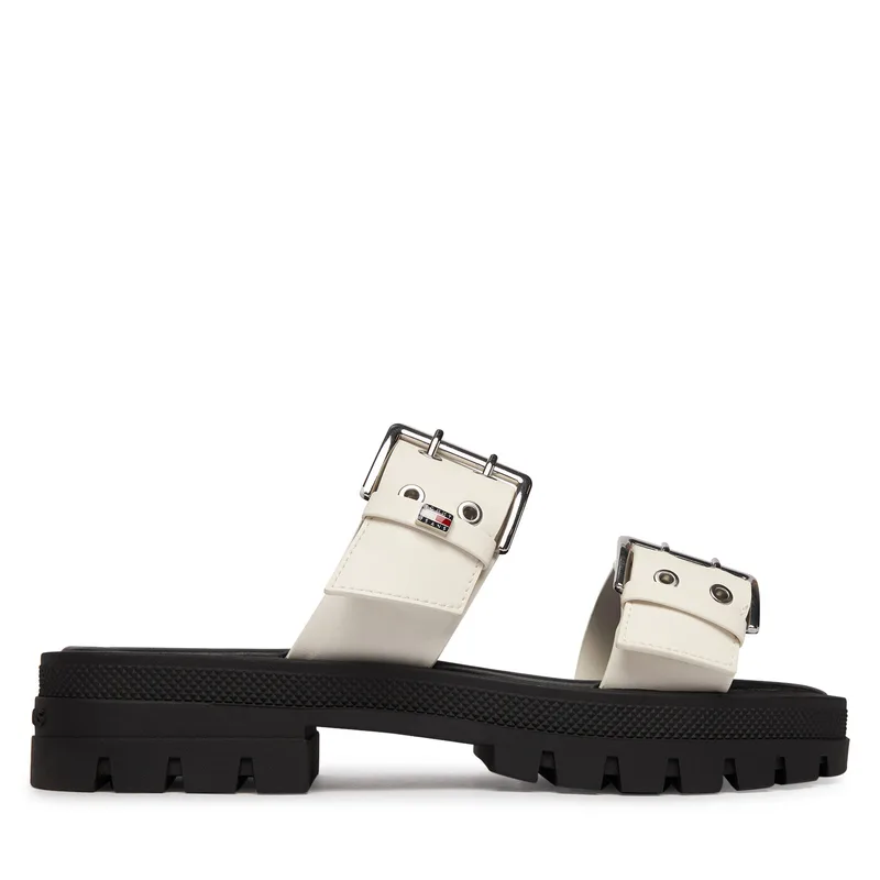 Παντόφλες Tommy Jeans Tjw Buckle Straps Sandal EN02966 Κρεμ