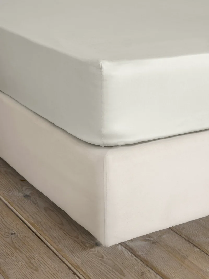 Σεντόνι Μονό με Λάστιχο Nima Superior Satin Fog Μπεζ 100x200+34